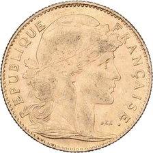 France, 10 Francs, Marianne Coq, 1912, Paris, Gold, AU(50-53), Gadoury:1017
