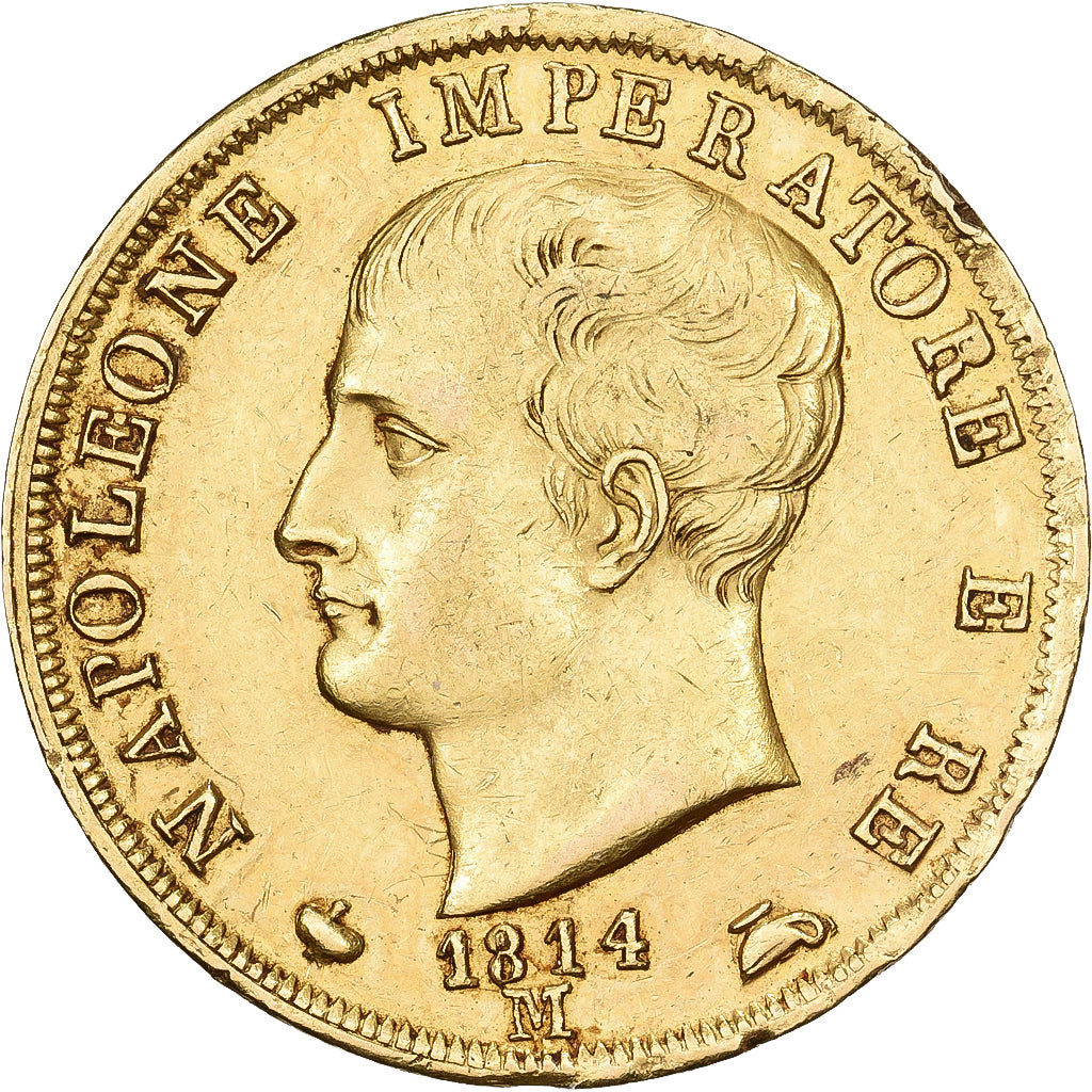 États italiens, KINGDOM OF NAPOLEON, Napoléon Ier, 40 Lire, 1814, Milan, Or
