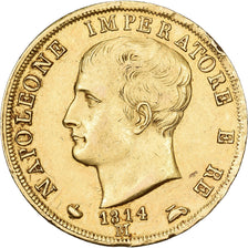 ESTADOS ITALIANOS, KINGDOM OF NAPOLEON, Napoleon I, 40 Lire, 1814, Milan