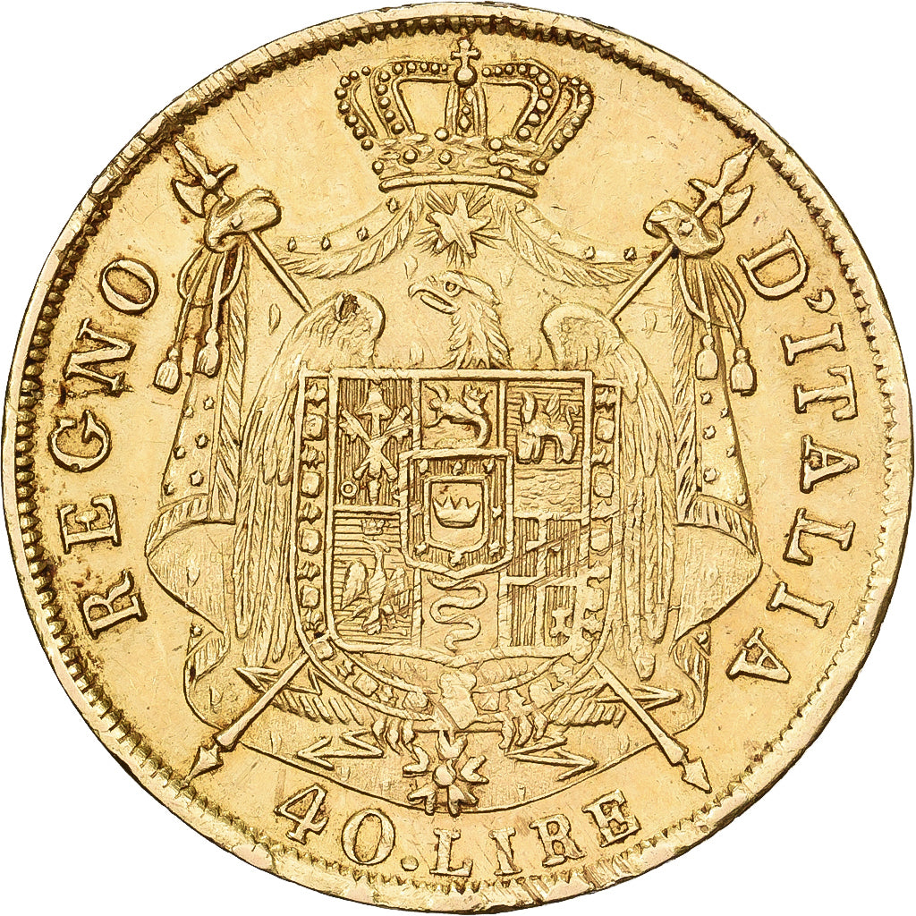 États italiens, KINGDOM OF NAPOLEON, Napoléon Ier, 40 Lire, 1814, Milan, Or