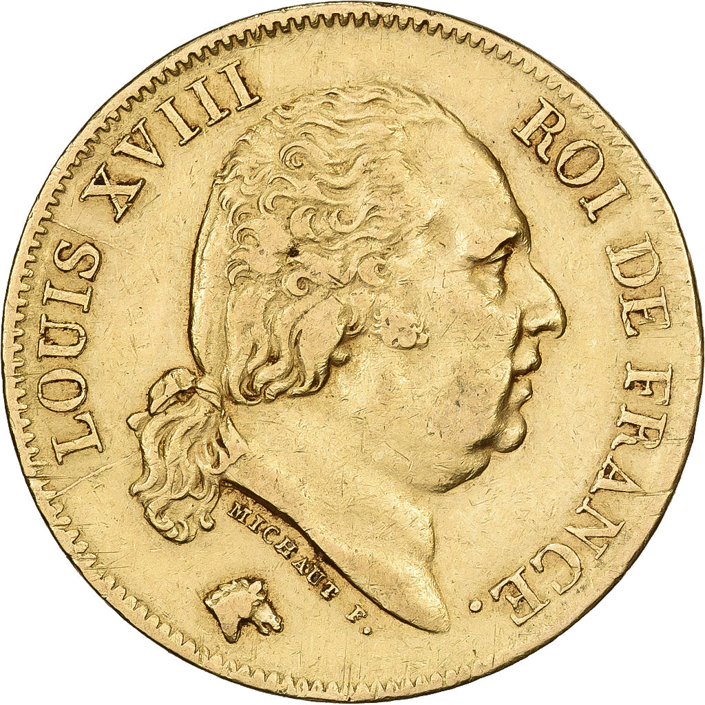France, 40 Francs, Louis XVIII, 1818, Lille, Gold, EF(40-45), Gadoury:1092