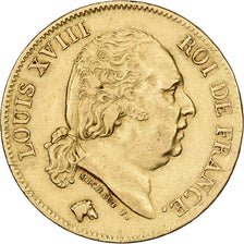 France, 40 Francs, Louis XVIII, 1818, Lille, Or, TTB, Gadoury:1092, KM:713.6