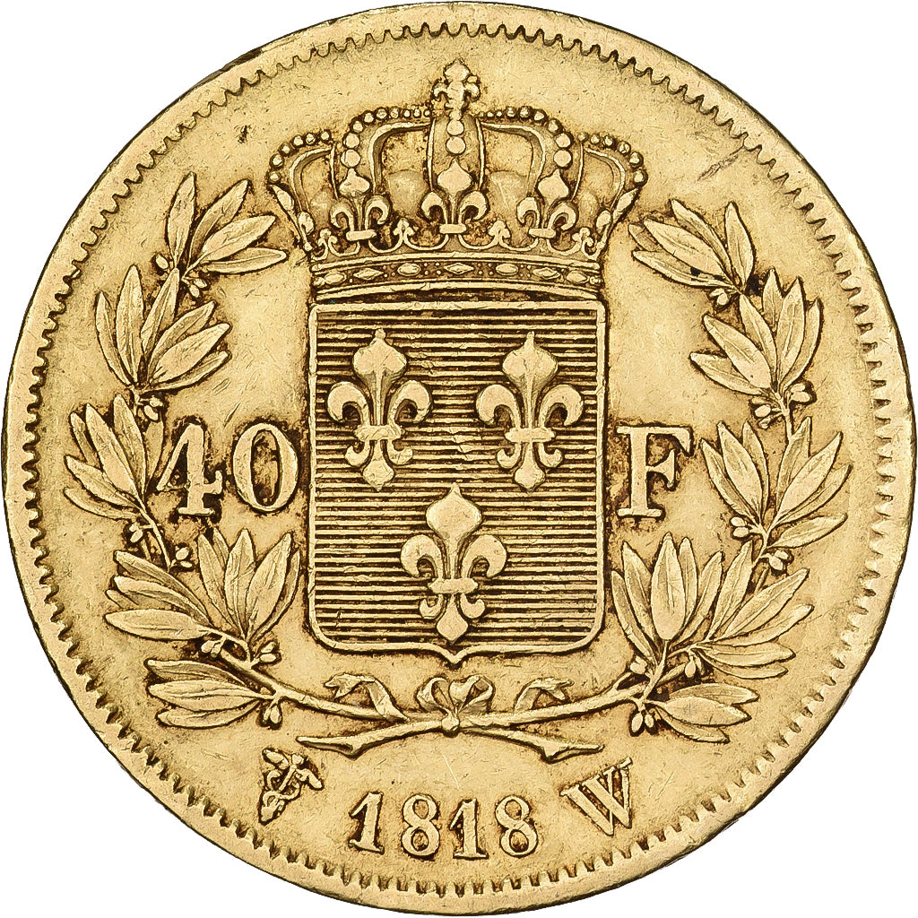 France, 40 Francs, Louis XVIII, 1818, Lille, Gold, EF(40-45), Gadoury:1092