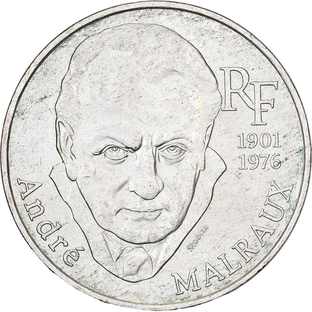 Francja, 100 Francs, André Malraux, 1997, Paris, Srebro, AU(55-58), KM:1188