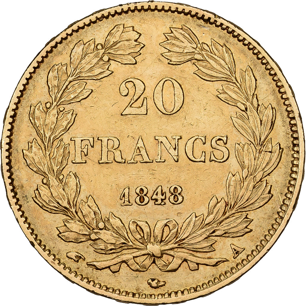 France, 20 Francs, Louis-Philippe, 1848, Paris, Gold, EF(40-45), KM:750.1