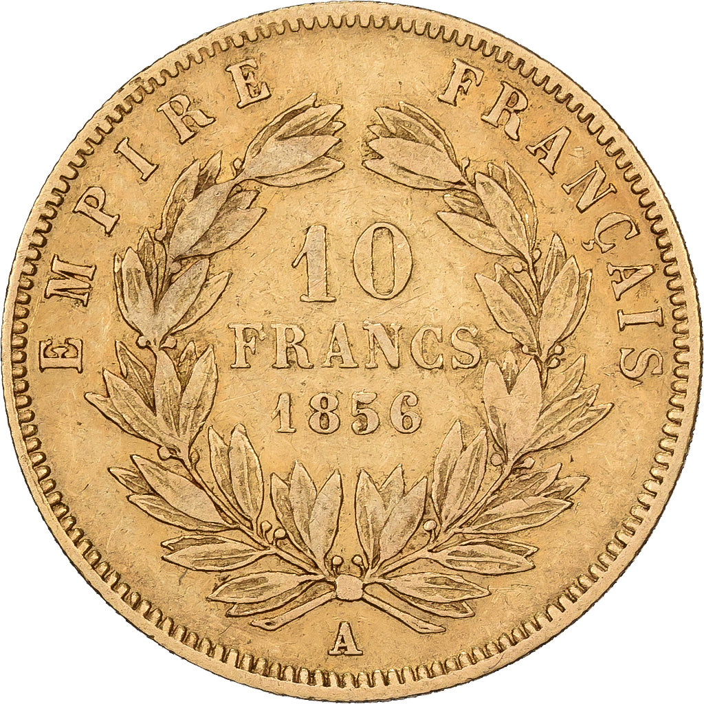 France, 10 Francs, Napoléon III, 1856, Paris, Gold, VF(20-25), Gadoury:1014