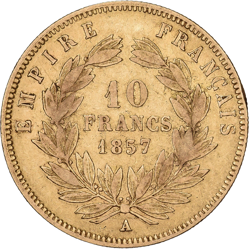 France, 10 Francs, Napoléon III, 1857, Paris, Gold, VF(20-25), Gadoury:1014