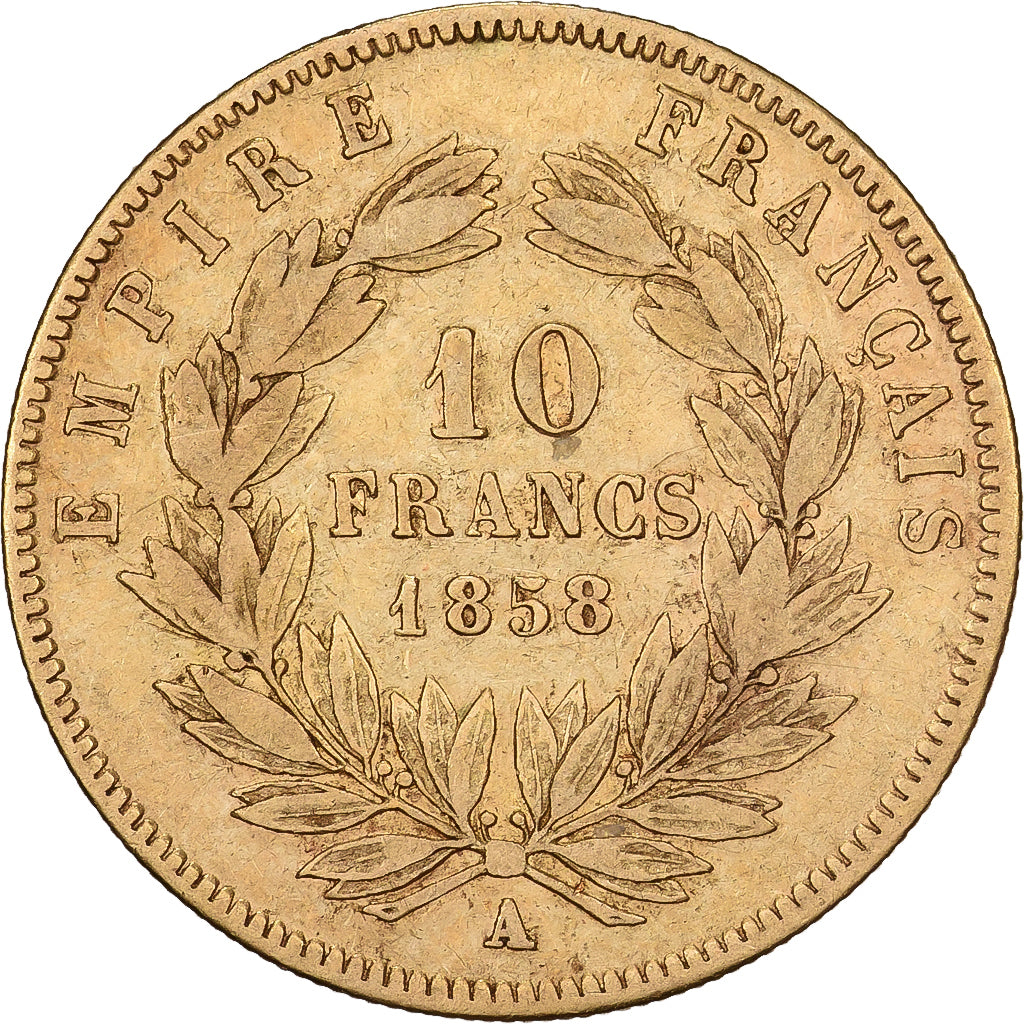 France, 10 Francs, Napoléon III, 1858, Paris, Or, TB, Gadoury:1014, KM:784.3