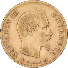 Francja, 10 Francs, Napoléon III, 1860, Paris, Złoto, VF(20-25), Gadoury:1014