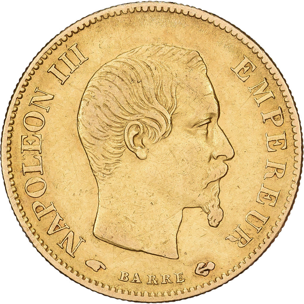 Francja, 10 Francs, Napoléon III, 1860, Paris, Złoto, EF(40-45), Gadoury:1014