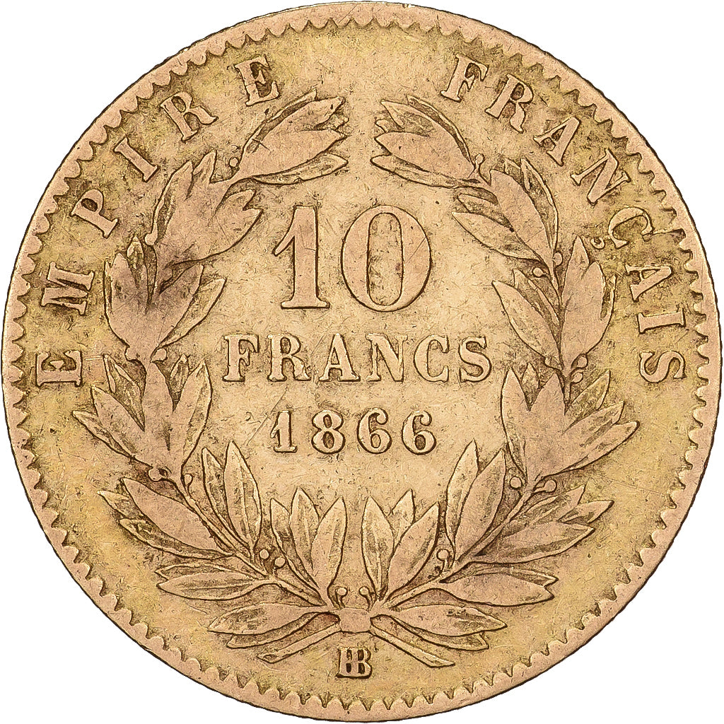 Frankreich, 10 Francs, Napoléon III, 1866, Strasbourg, Gold, S, Gadoury:1015