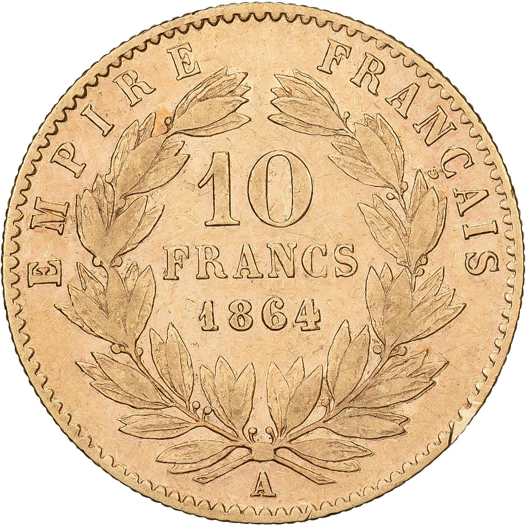 Frankrijk, 10 Francs, Napoléon III, 1864, Paris, Goud, ZF, Gadoury:1015