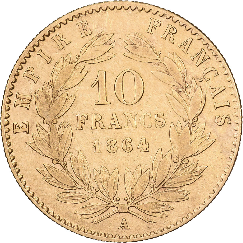 Frankrijk, 10 Francs, Napoléon III, 1864, Paris, Goud, ZF, Gadoury:1015