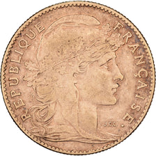 Frankreich, 10 Francs, Marianne Coq, 1908, Paris, Gold, SS, Gadoury:1017, Le