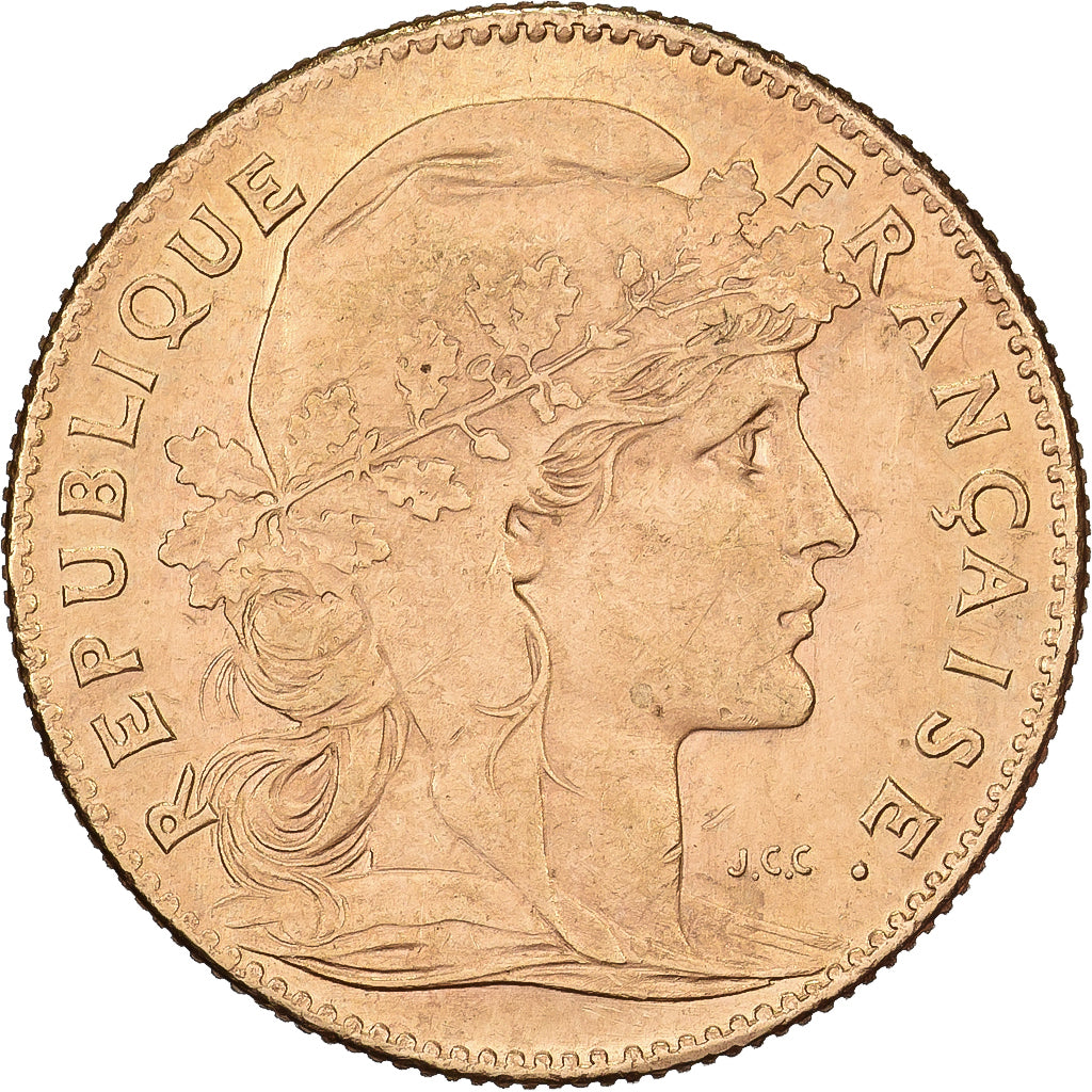 Frankreich, 10 Francs, Marianne Coq, 1910, Paris, Gold, VZ, Gadoury:1017, KM:846