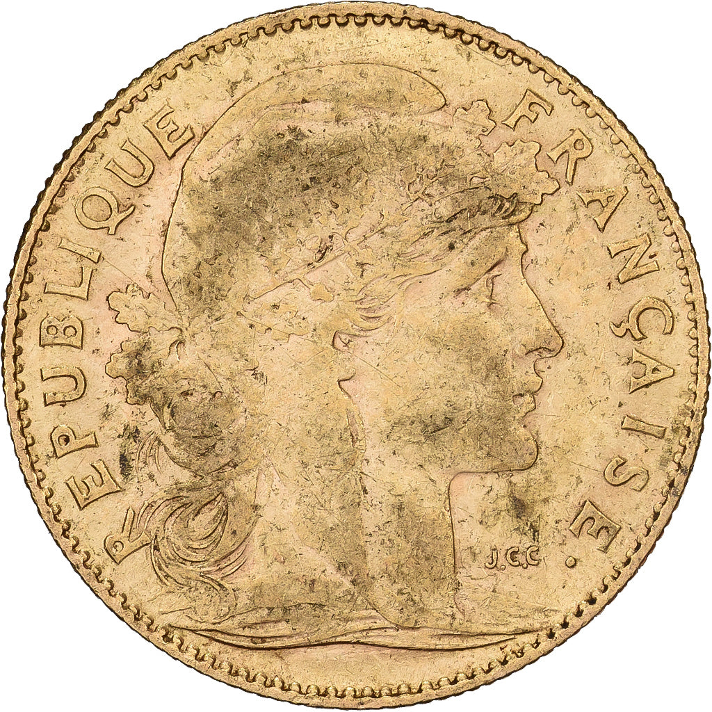 Frankreich, 10 Francs, Marianne Coq, 1911, Paris, Gold, SS, KM:846