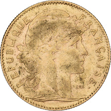 Frankrijk, 10 Francs, Marianne Coq, 1911, Paris, Goud, ZF, KM:846
