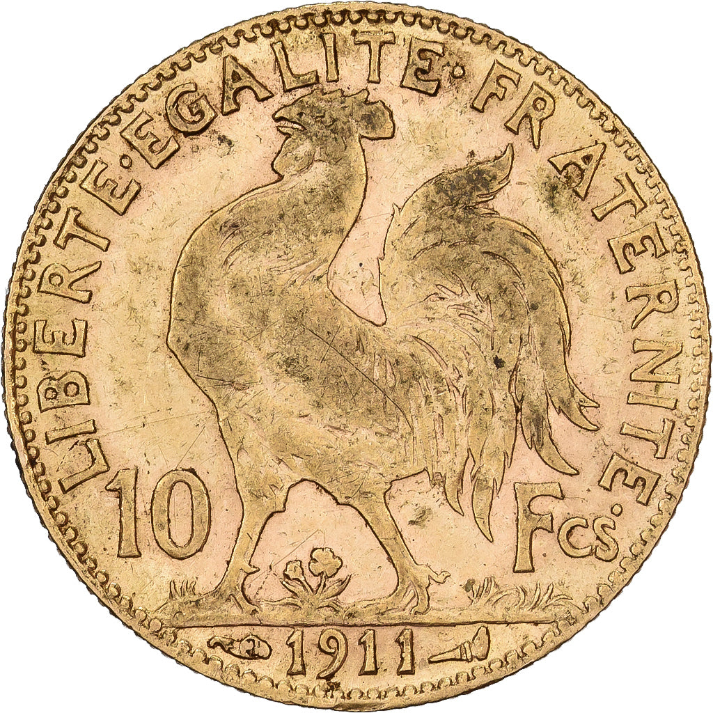 Frankreich, 10 Francs, Marianne Coq, 1911, Paris, Gold, SS, KM:846