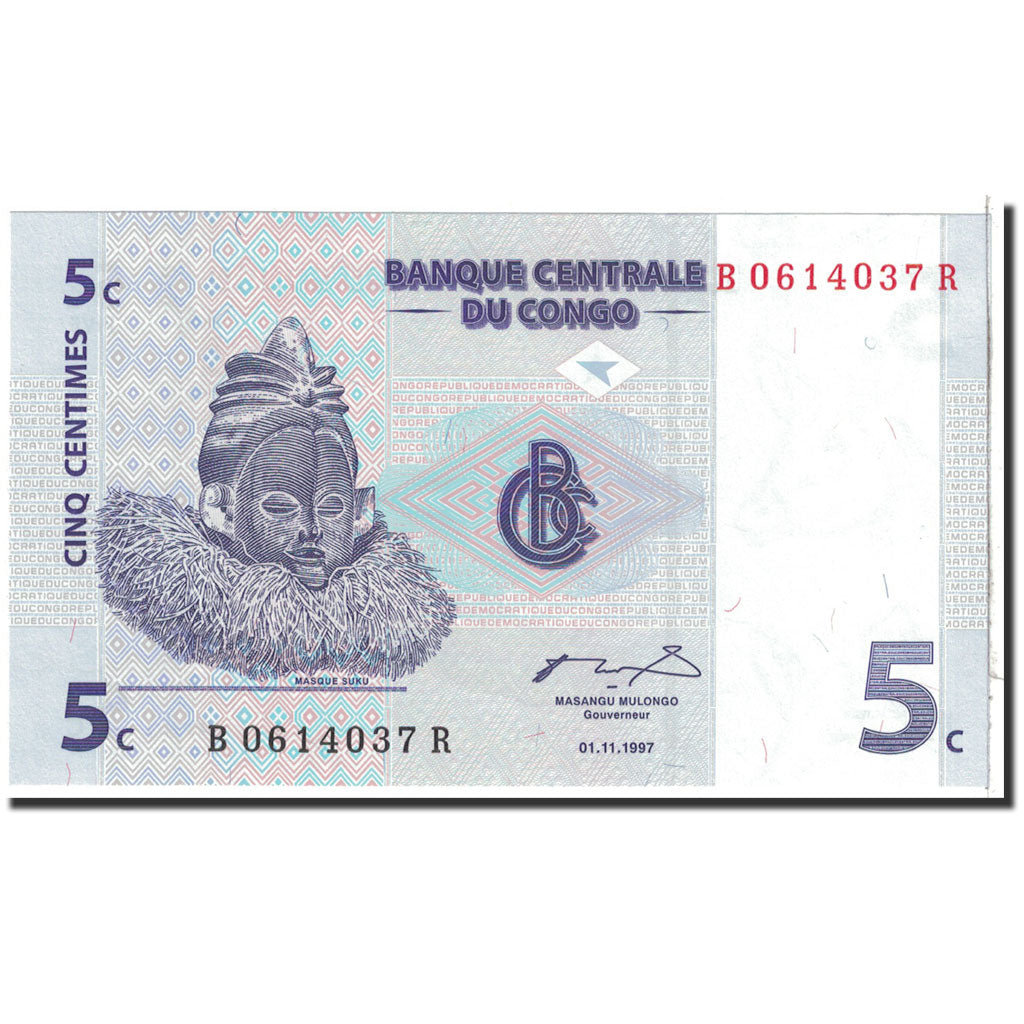 Banknote, Congo Democratic Republic, 5 Centimes, 1997, 1997-11-01, KM:81a