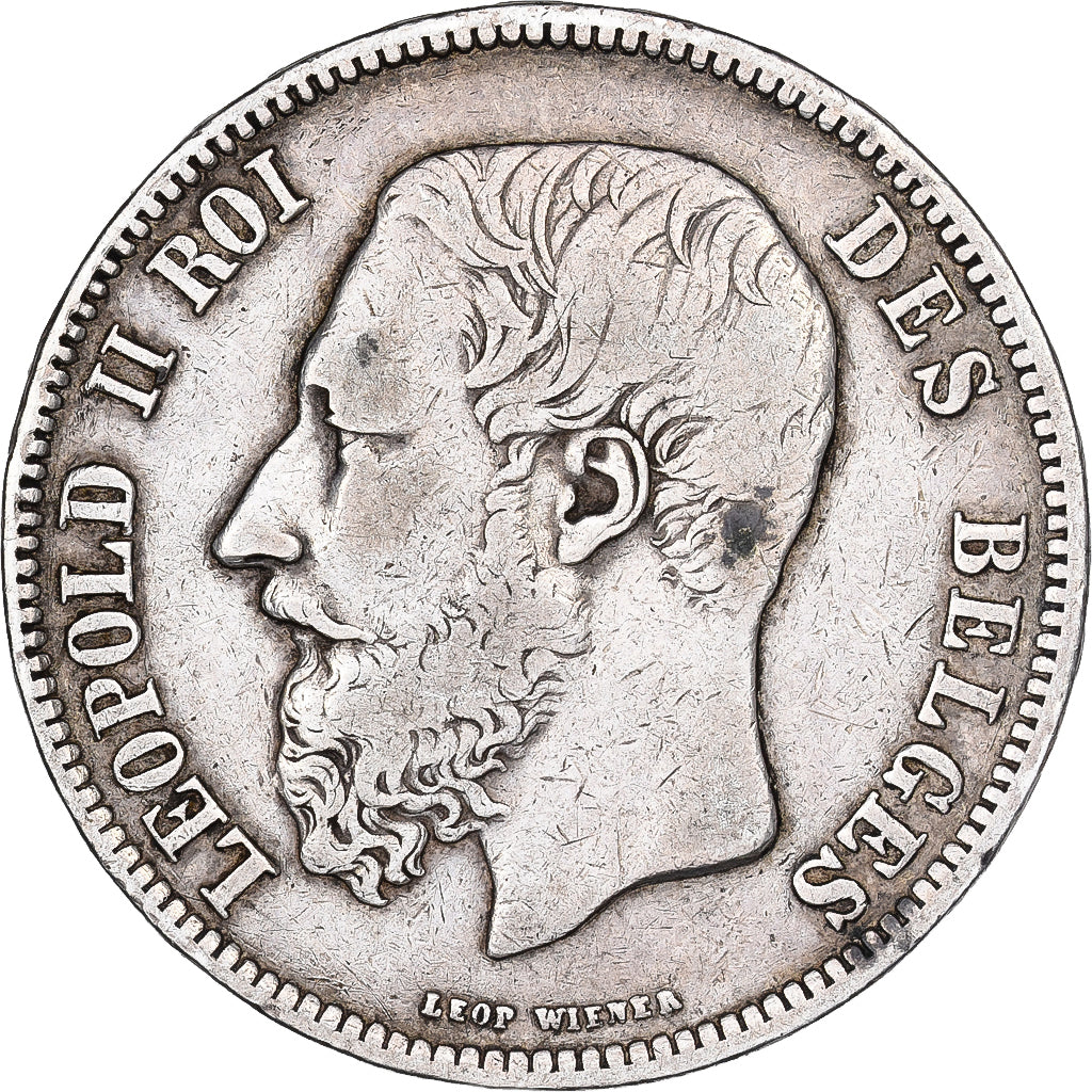Belgique, Leopold II, 5 Francs, 5 Frank, 1868, Tranche B, Argent, TB+, KM:24