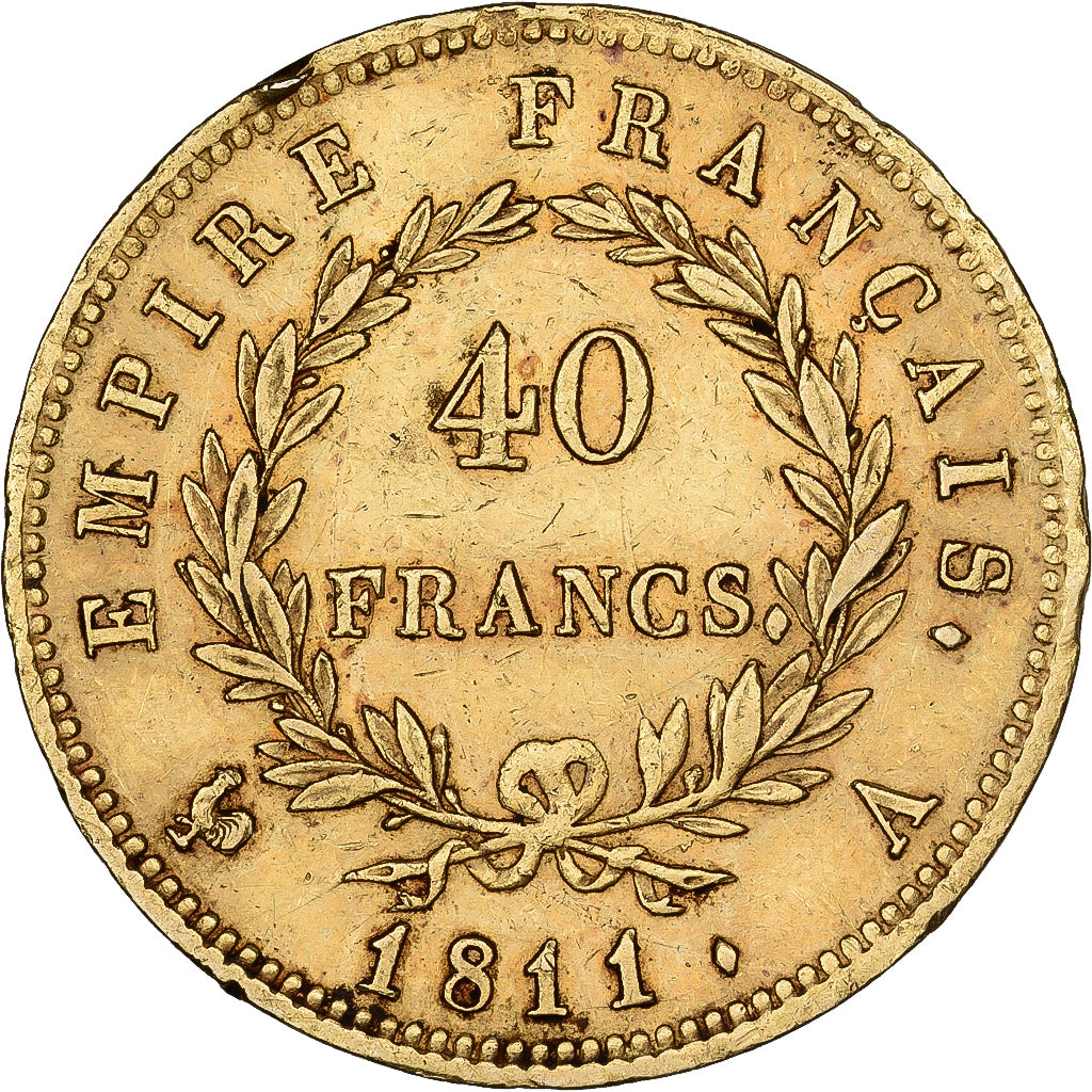 France, 40 Francs, Napoléon I, 1811, Paris, Gold, EF(40-45), Gadoury:1084, Le