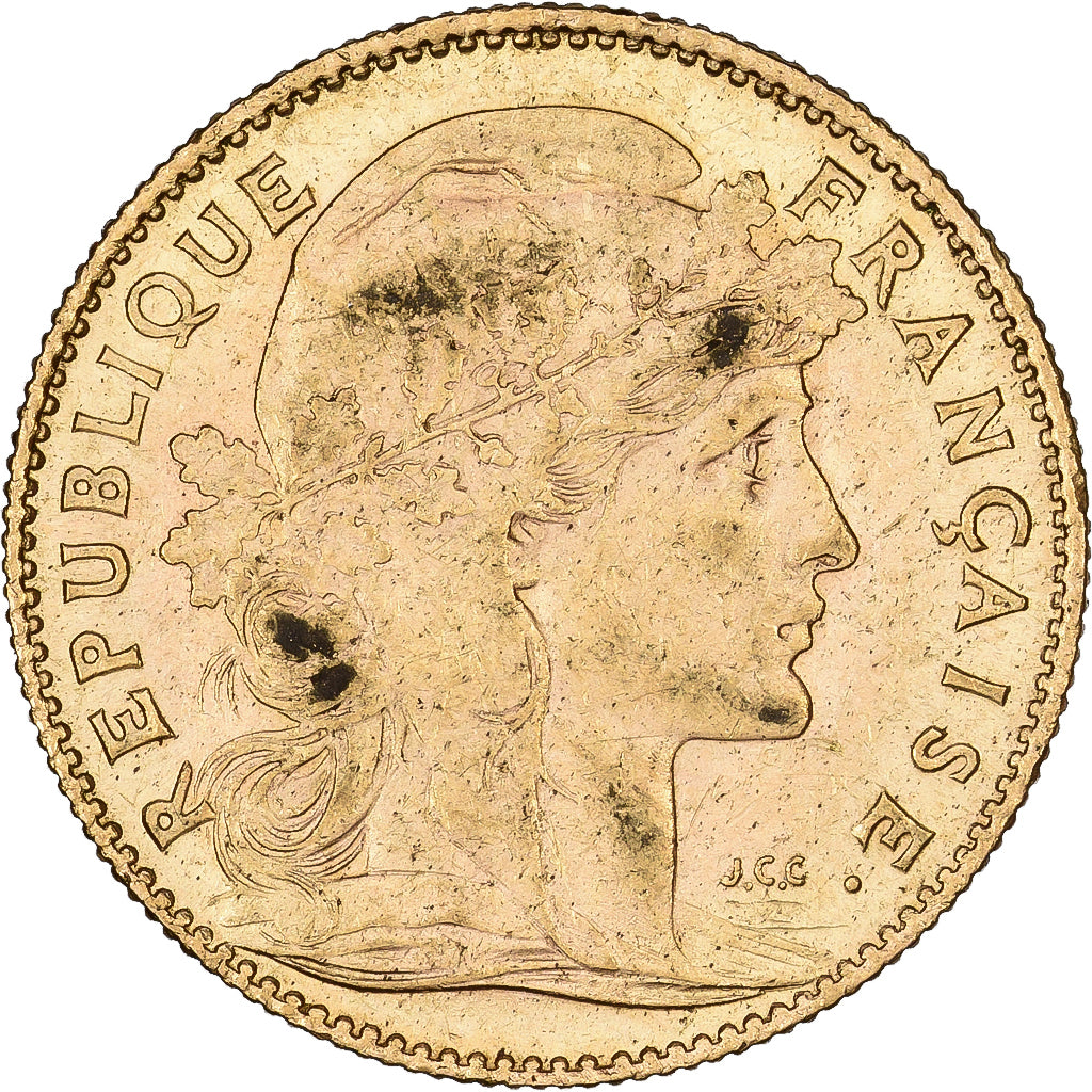 Frankreich, 10 Francs, Marianne Coq, 1910, Paris, Gold, VZ, Gadoury:1017, KM:846