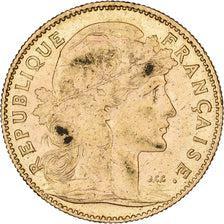 France, 10 Francs, Marianne Coq, 1910, Paris, Gold, AU(55-58), Gadoury:1017