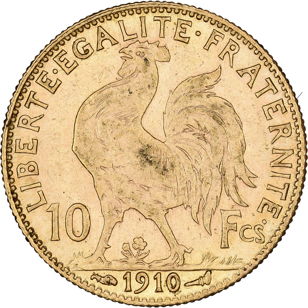 Frankreich, 10 Francs, Marianne Coq, 1910, Paris, Gold, VZ, Gadoury:1017, KM:846