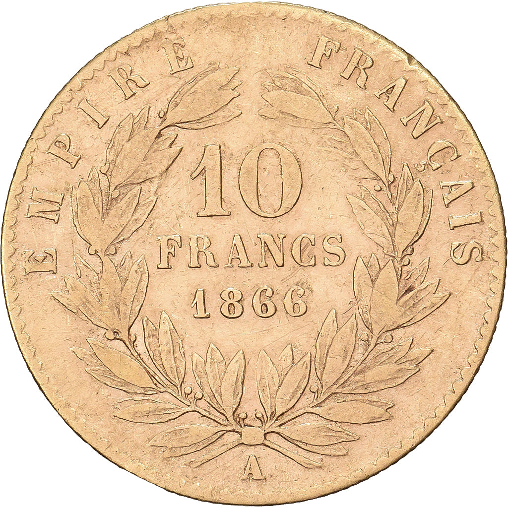 France, 10 Francs, Napoléon III, 1866, Paris, Gold, EF(40-45), Gadoury:1015