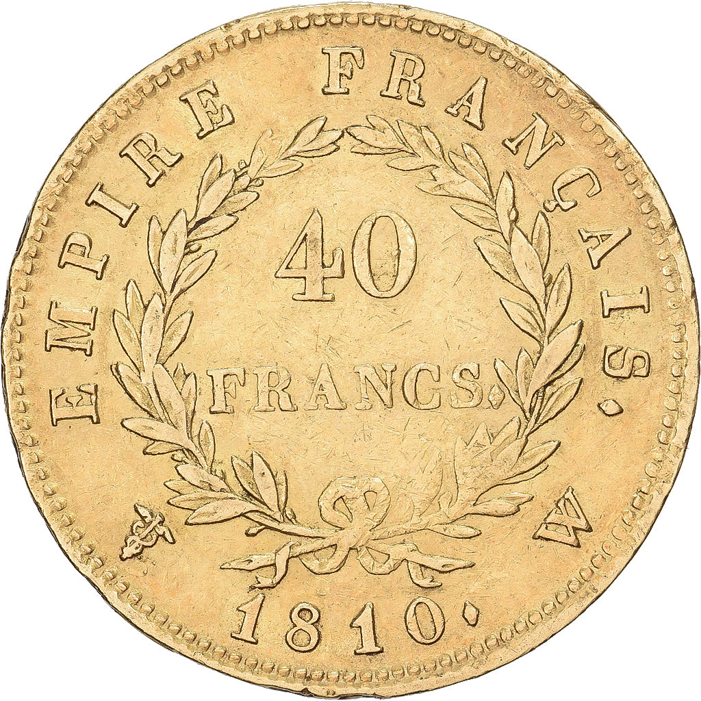 France, 40 Francs, Napoléon I, 1810, Lille, Gold, EF(40-45), KM:696.6