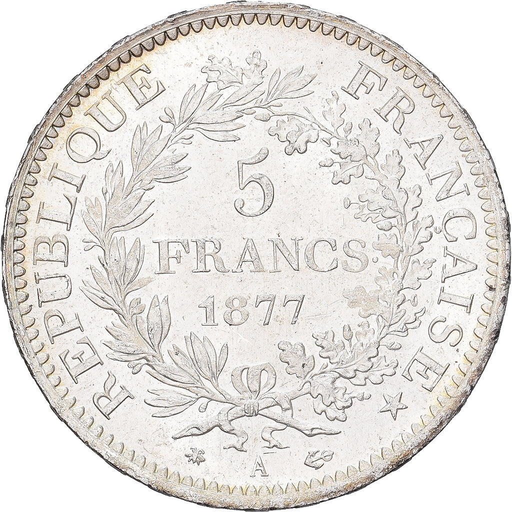 France, 5 Francs, Hercule, 1877, Paris, Rare in this quality, Silver, MS(63)