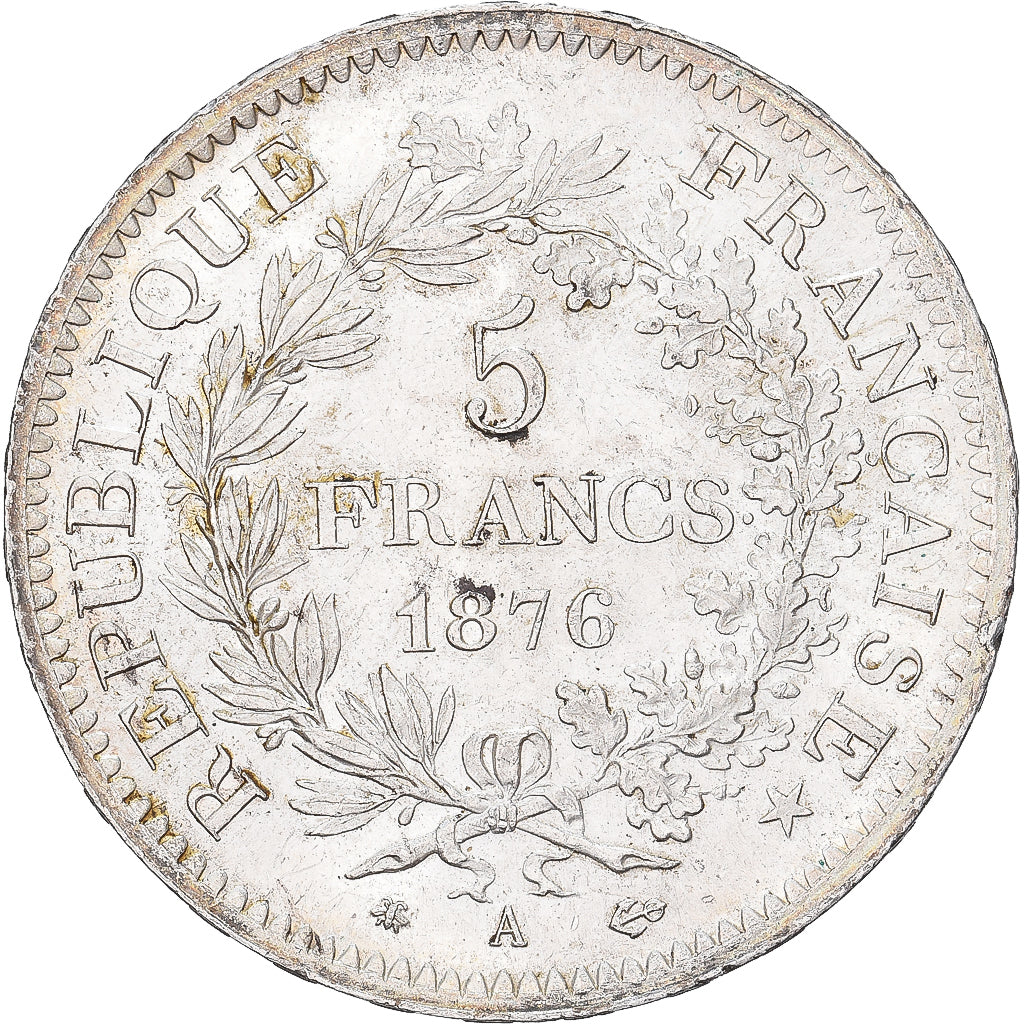 France, 5 Francs, Hercule, 1876, Paris, Argent, SUP+, Gadoury:745a, KM:820.1