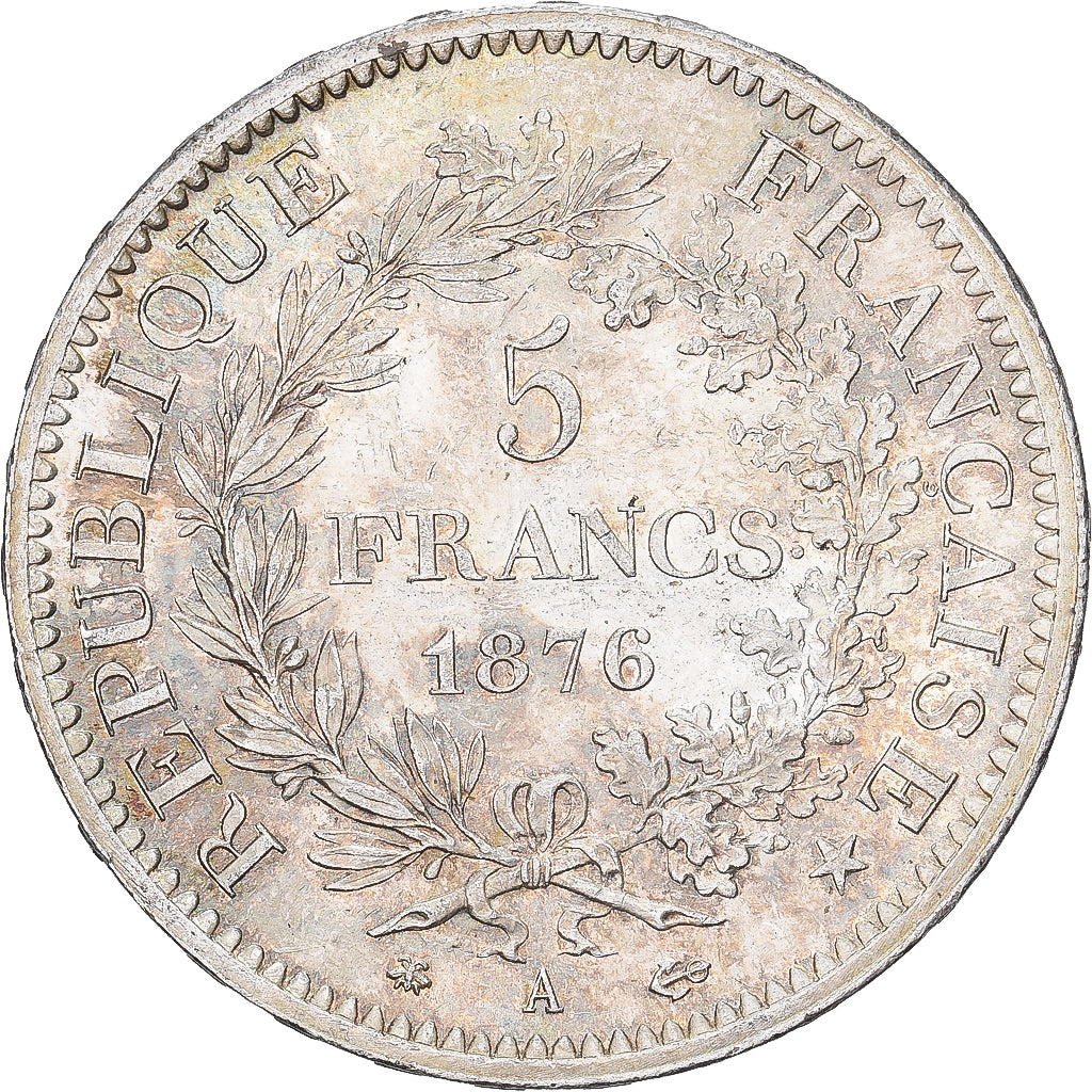France, 5 Francs, Hercule, 1876, Paris, Silver, MS(60-62), Gadoury:745a