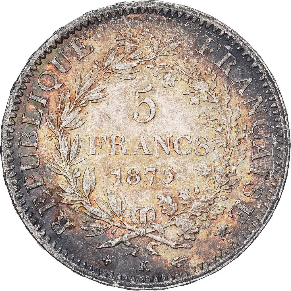 Frankrijk, 5 Francs, Hercule, 1875, Bordeaux, Zilver, ZF+, Gadoury:745a
