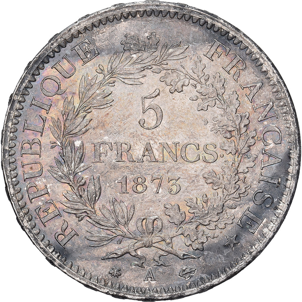 França, 5 Francs, Hercule, 1873, Paris, Prata, MS(63), Gadoury:745.a, KM:820.1