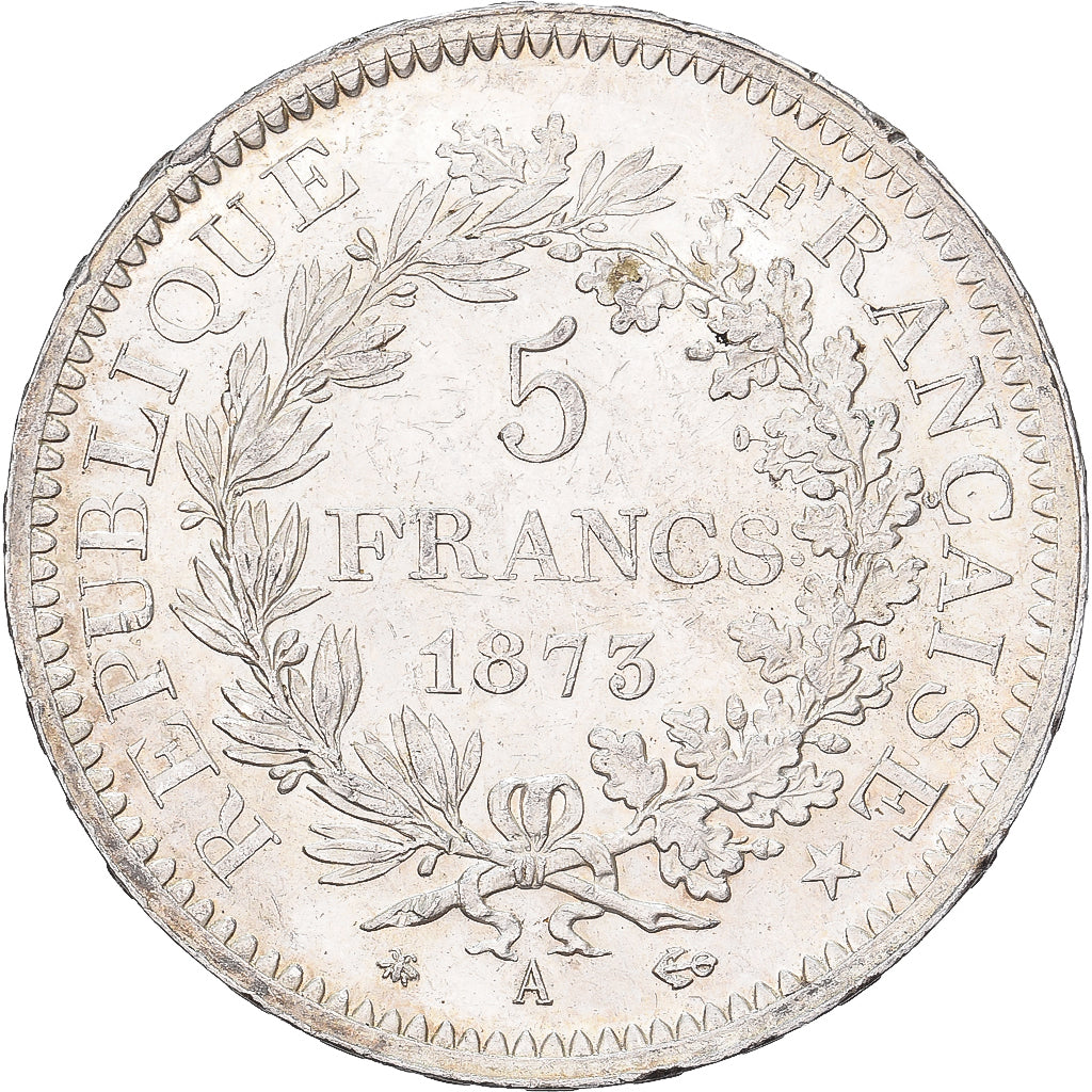 France, 5 Francs, Hercule, 1873, Paris, Silver, MS(63), Gadoury:745.a, KM:820.1