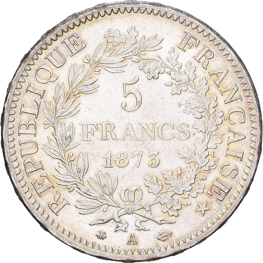 France, 5 Francs, Hercule, 1873, Paris, Silver, MS(63), Gadoury:745.a, KM:820.1