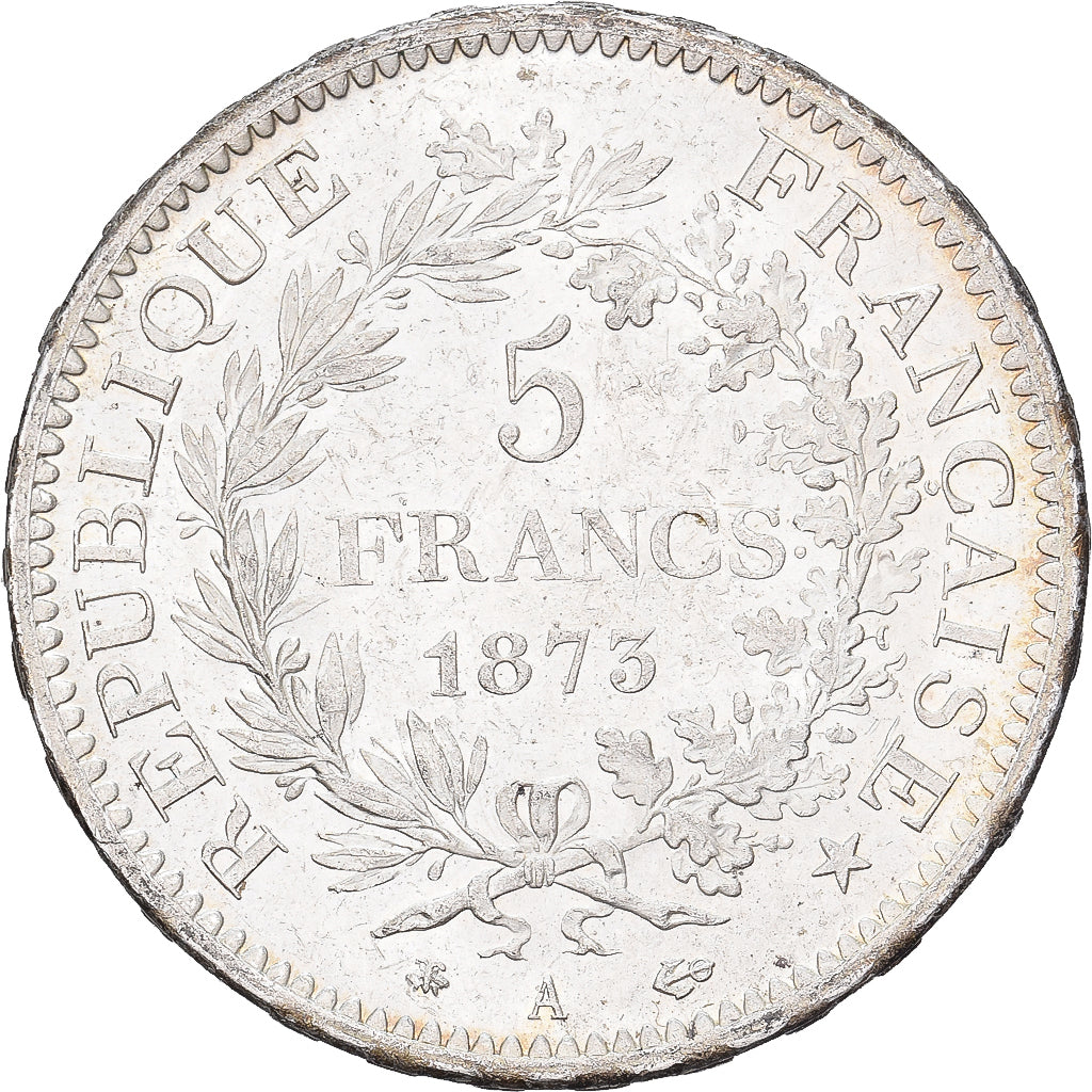 France, 5 Francs, Hercule, 1873, Paris, Silver, MS(63), Gadoury:745.a, KM:820.1