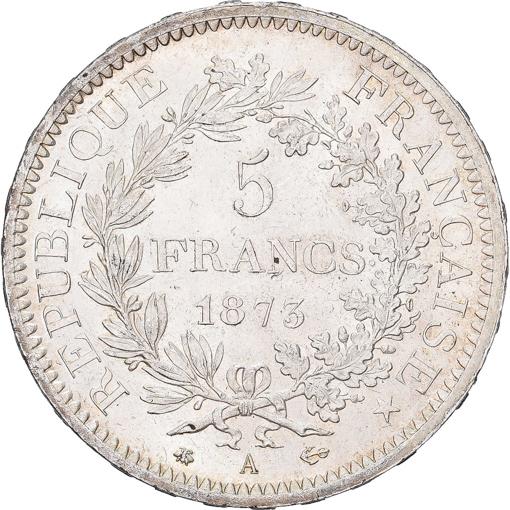 França, 5 Francs, Hercule, 1873, Paris, Prata, MS(63), Gadoury:745.a, KM:820.1
