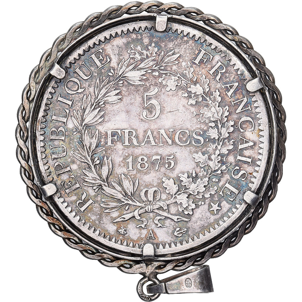 Francia, 5 Francs, Hercule, 1875, Paris, Jewel - Pendant, Argento, BB+