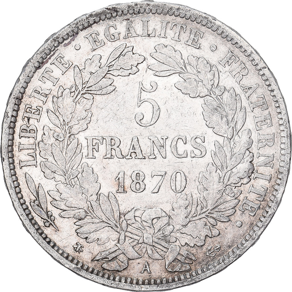 Frankreich, 5 Francs, Cérès, 1870, Paris, Silber, SS, Gadoury:743, KM:819