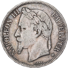 France, 5 Francs, Napoléon III, 1870, Strasbourg, Silver, VF(30-35)
