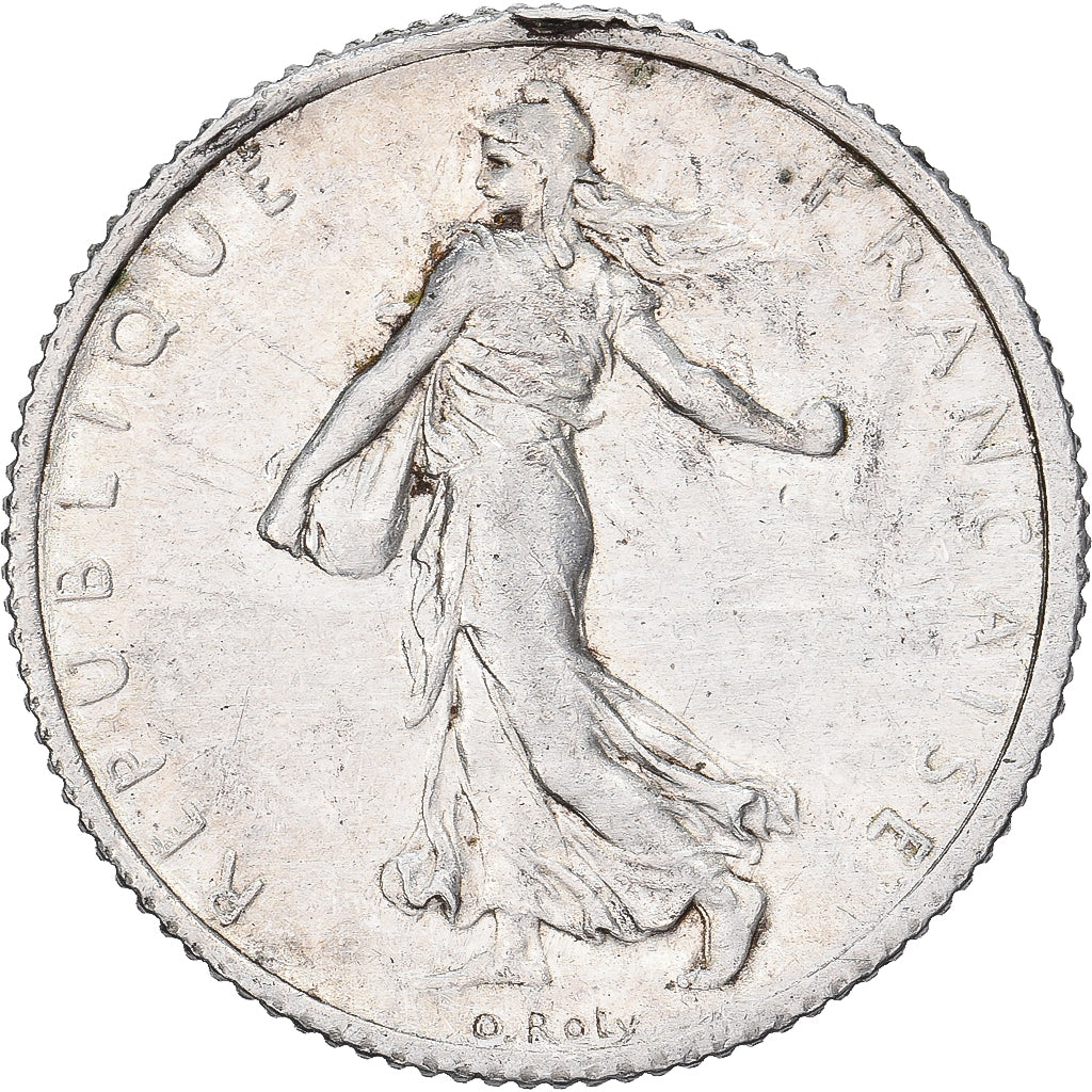 Francja, Franc, Semeuse, 1917, Paris, flan clipé, Srebro, AU(50-53), KM:844