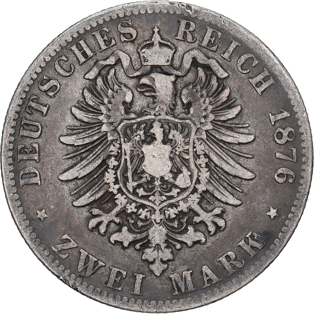 German States, PRUSSIA, Wilhelm I, 2 Mark, 1876, Breslau, Silver, VF(30-35)