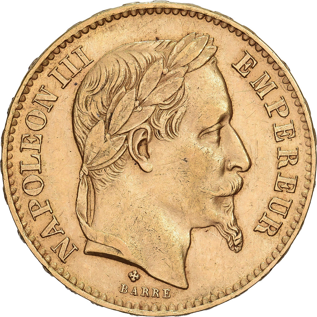 Frankreich, 20 Francs, Napoléon III, 1867, Strasbourg / Paris, BB/A, Gold, VZ