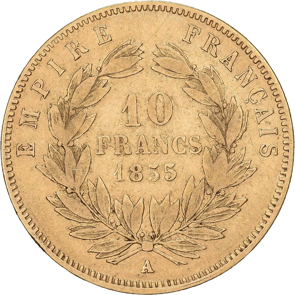 France, 10 Francs, Napoléon III, 1855, Paris, Gold, EF(40-45), Gadoury:1014