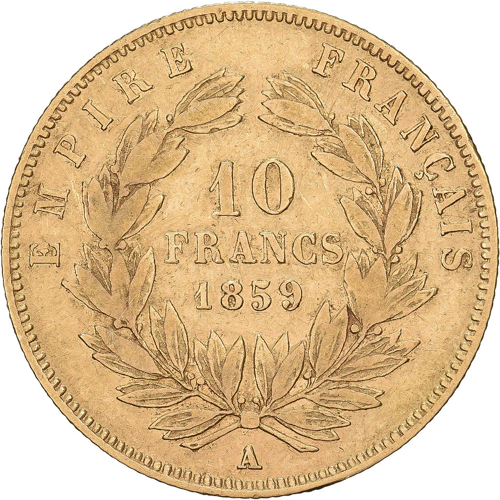 France, 10 Francs, Napoléon III, 1859, Paris, Gold, VF(20-25), Gadoury:1014