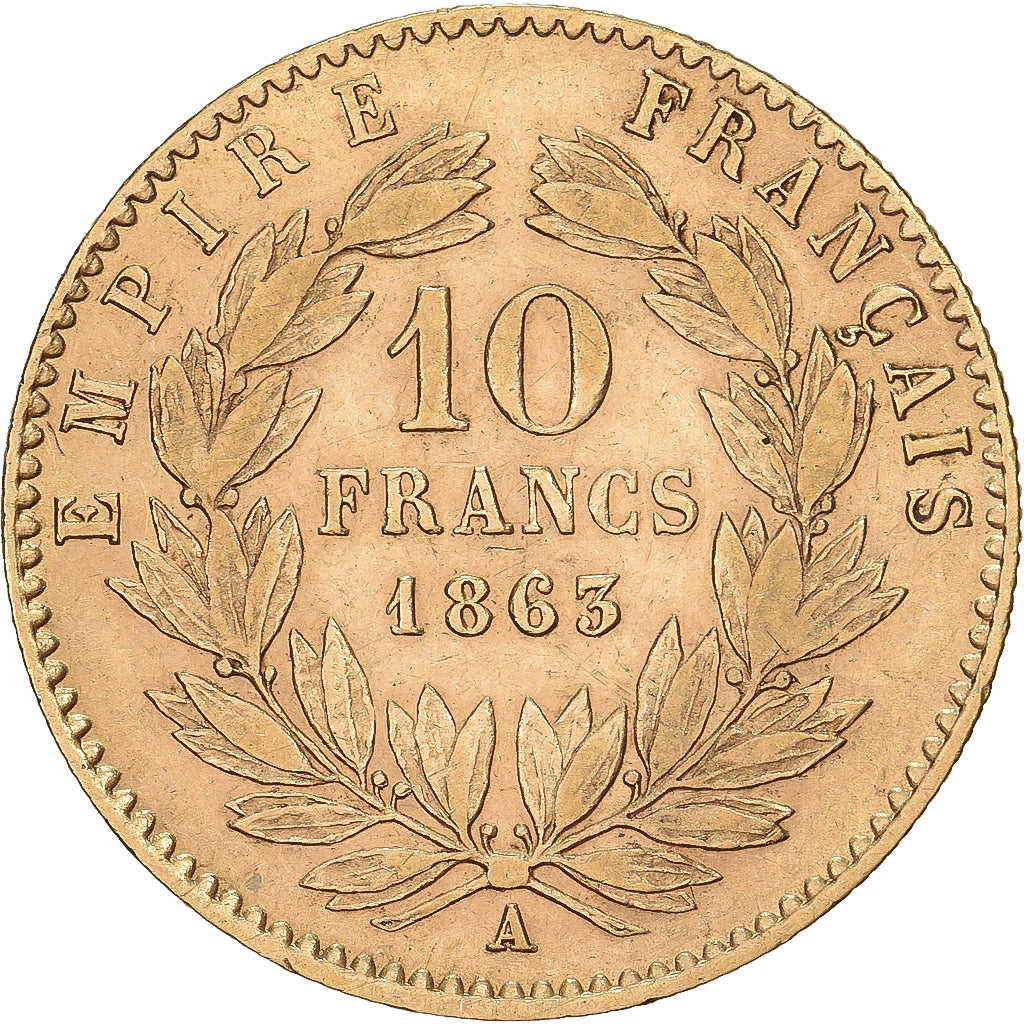 France, 10 Francs, Napoléon III, 1863, Paris, Or, TTB, Gadoury:1015, KM:800.1