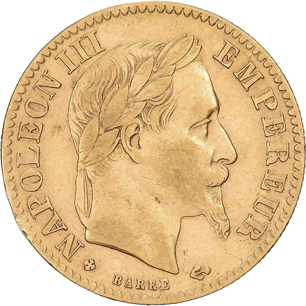 France, 10 Francs, Napoléon III, 1868, Strasbourg, Gold, EF(40-45)