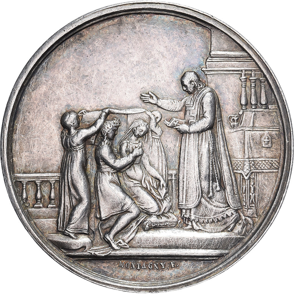 Francja, medal, 1864, Srebro, Montagny, Mariage, AU(55-58)